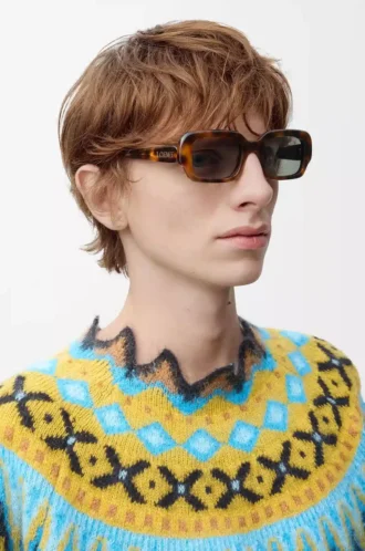 Rektangulära Slim-solglasögon Havanna