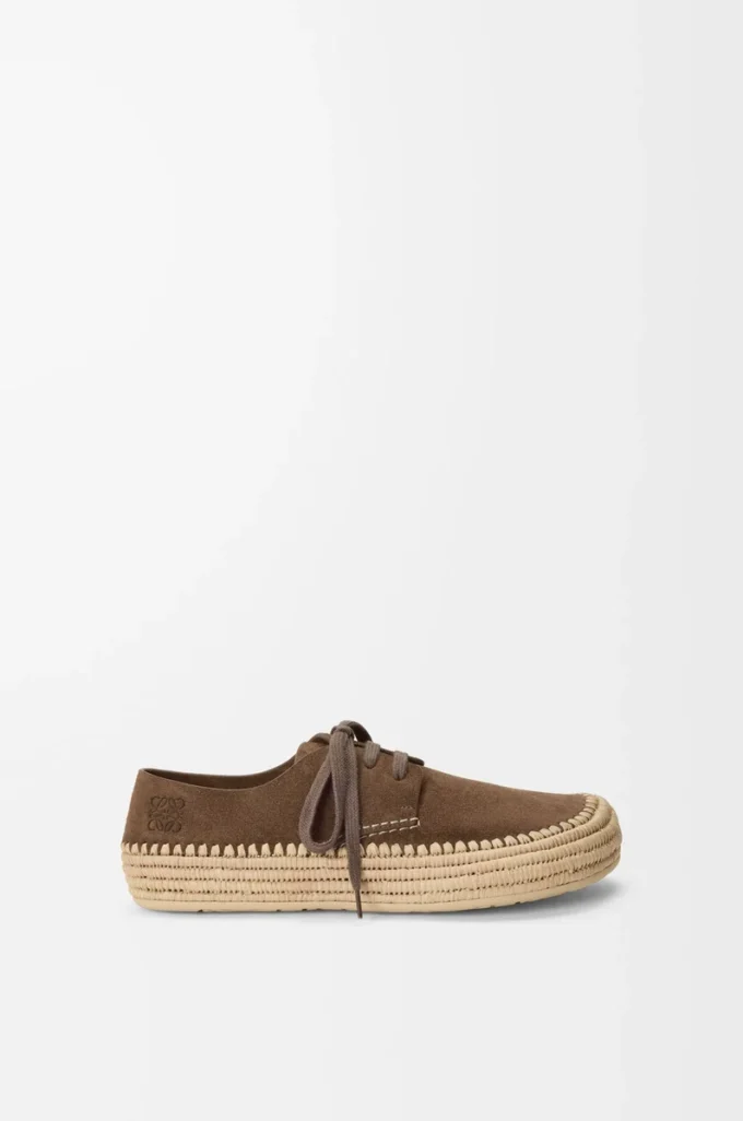 Rio snörskor i mocka och raffia Taupe Rio snörskor i mocka och raffia Taupe