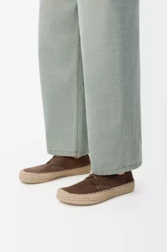 Rio snörskor i mocka och raffia Taupe