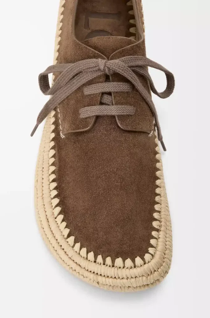 Rio snörskor i mocka och raffia Taupe Rio snörskor i mocka och raffia Taupe