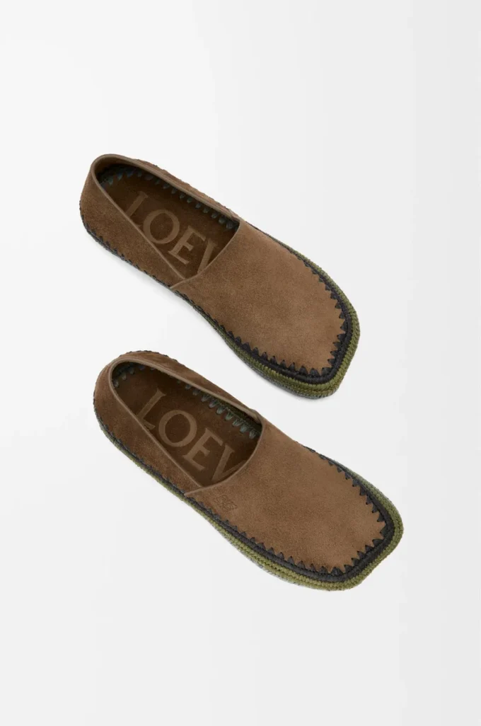 Rio toffel i mocka och raffia Brun Rio toffel i mocka och raffia Brun