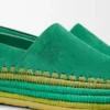 Rio tofflor i mocka och raffia Grön Rio tofflor i mocka och raffia Grön
