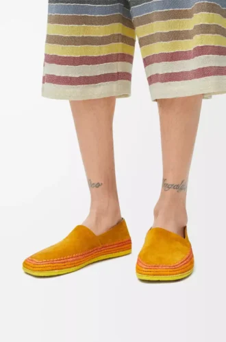 Rio tofflor i mocka och raffia Orange