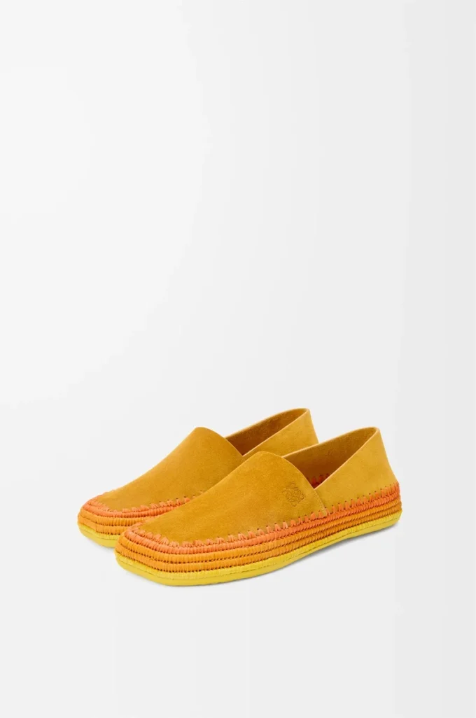 Rio tofflor i mocka och raffia Orange Rio tofflor i mocka och raffia Orange