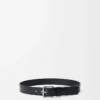 Roller Curve-bälte i glänsande, slätt kalvskinn Black/Palladium Roller Curve-bälte i glänsande, slätt kalvskinn Black/Palladium