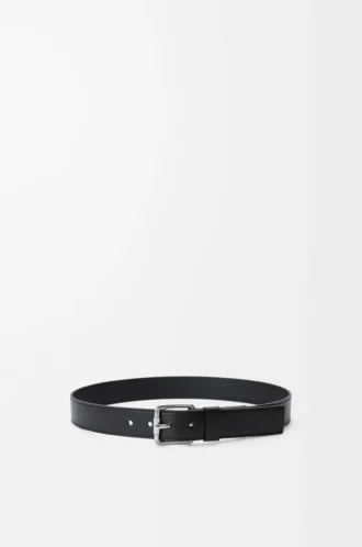Roller Curve-bälte i glänsande, slätt kalvskinn Black/Palladium