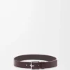 Roller Curve-bälte i mjukt kornat kalvskinn Oxblood/Vintage Palladium