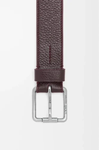 Roller Curve-bälte i mjukt kornat kalvskinn Oxblood/Vintage Palladium