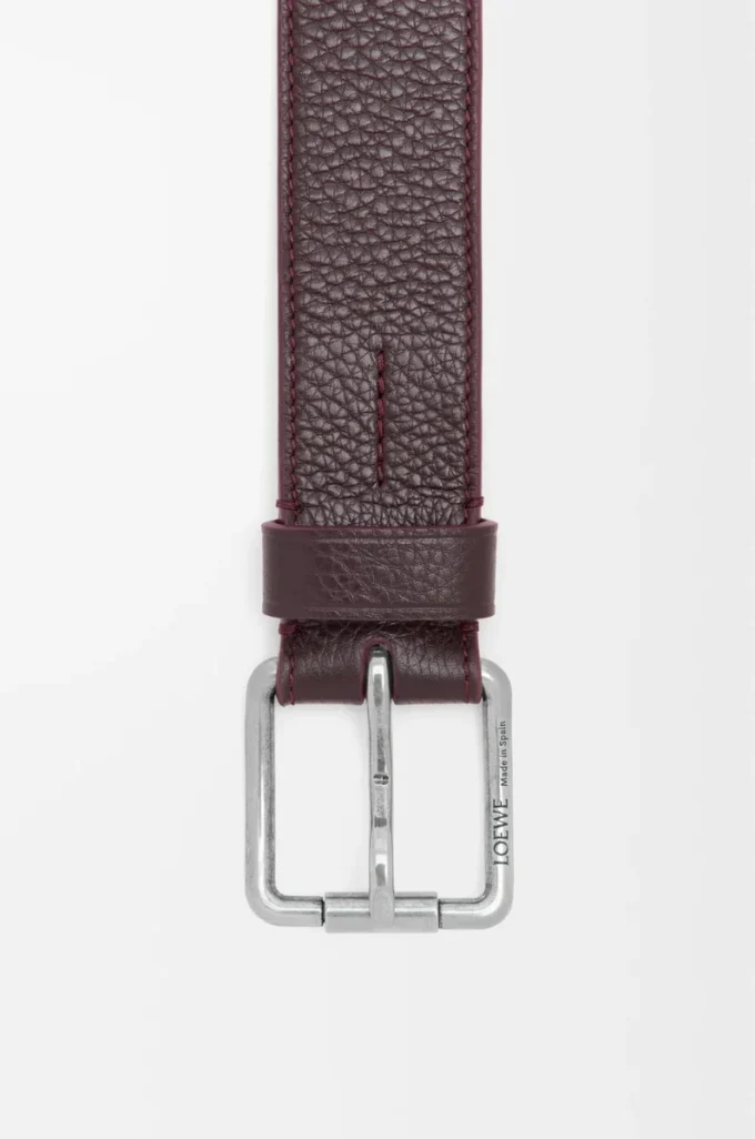 Roller Curve-bälte i mjukt kornat kalvskinn Oxblood/Vintage Palladium