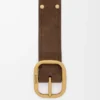 Rundat mjukt bälte i mocka kalvskinn Wood/Vintage Gold Rundat mjukt bälte i mocka kalvskinn Wood/Vintage Gold