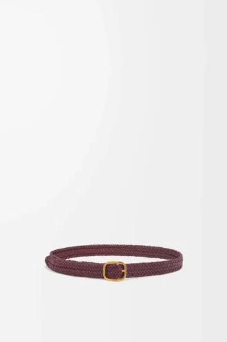 Rundat mjukt vävt bälte i kalvskinn Burgundy/Gold Rundat mjukt vävt bälte i kalvskinn Burgundy/Gold