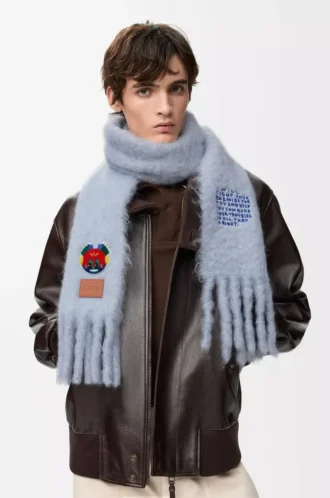 Scarf i mohair- och ullblandning Babyblå