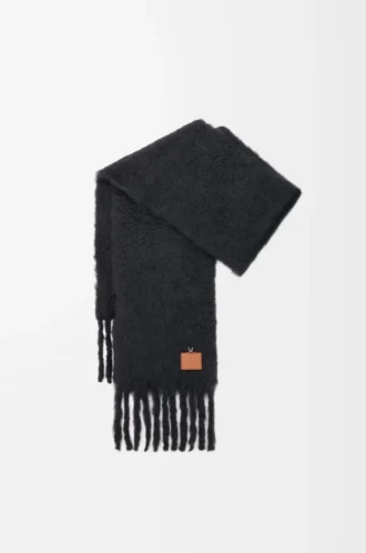 Scarf i mohair- och ullblandning Svart