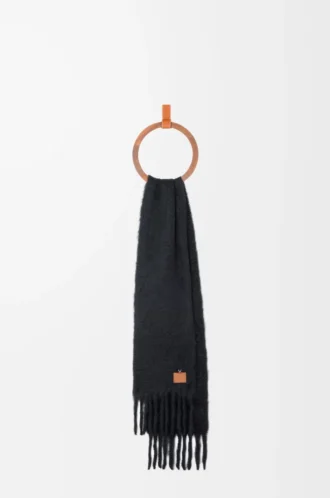 Scarf i mohair- och ullblandning Svart