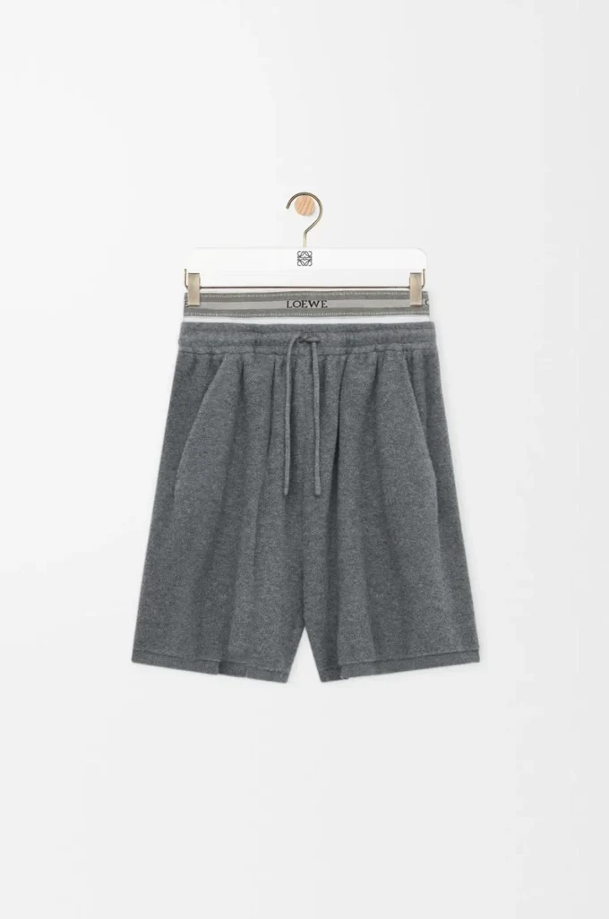 Shorts i ullblandning Grå melange/Vit Shorts i ullblandning Grå melange/Vit