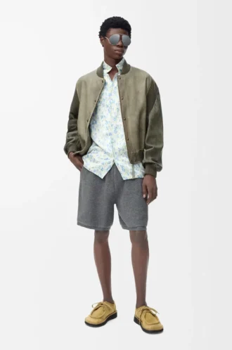 Shorts i ullblandning Grå melange/Vit Shorts i ullblandning Grå melange/Vit