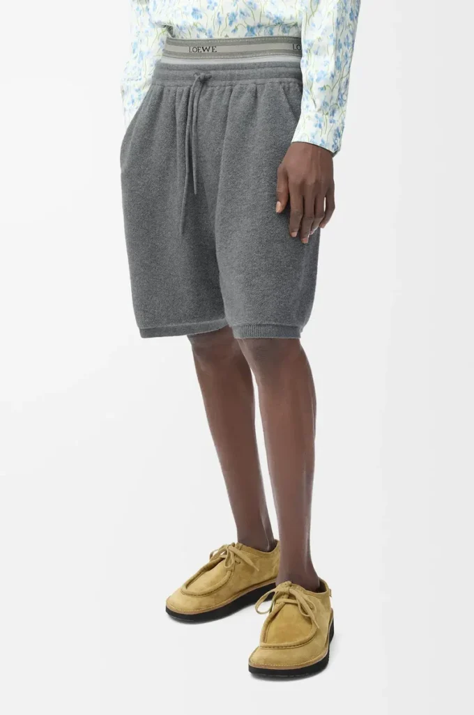 Shorts i ullblandning Grå melange/Vit Shorts i ullblandning Grå melange/Vit
