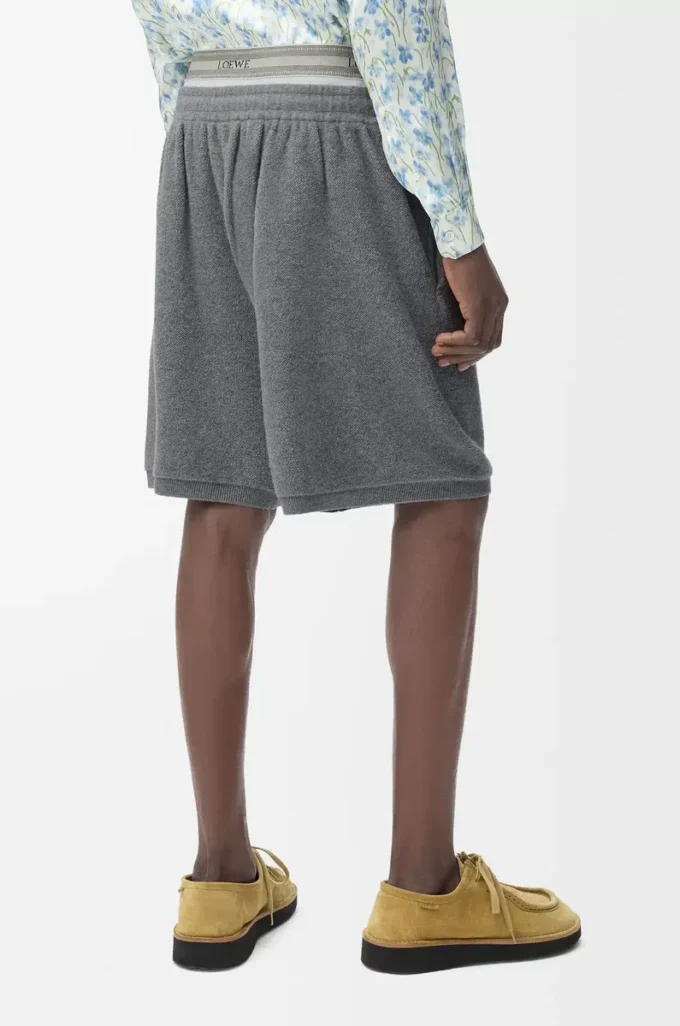 Shorts i ullblandning Grå melange/Vit Shorts i ullblandning Grå melange/Vit