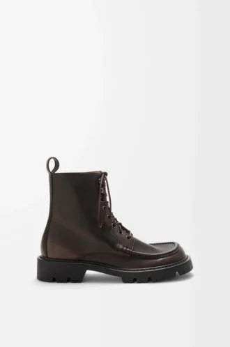 Sierra combat-ankelboots i borstat kalvskinn, mörkbruna