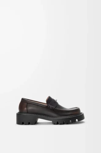 Sierra loafers i borstat kalvskinn, mörkbruna