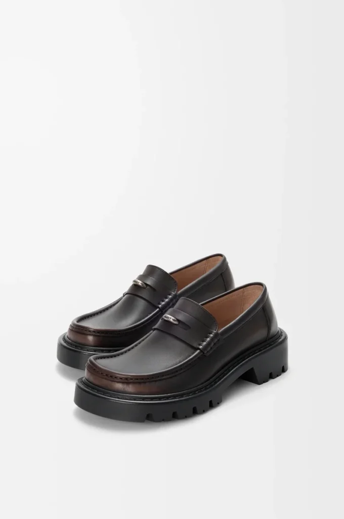 Sierra loafers i borstat kalvskinn, mörkbruna Sierra loafers i borstat kalvskinn, mörkbruna