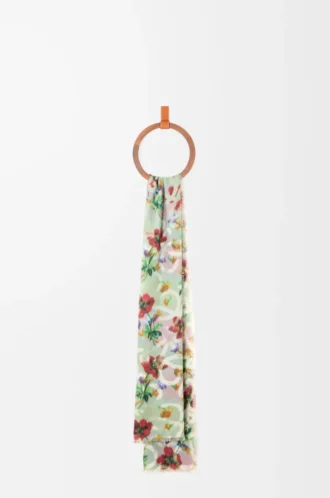 Sjal i kashmir och silke Sage/Multicolor