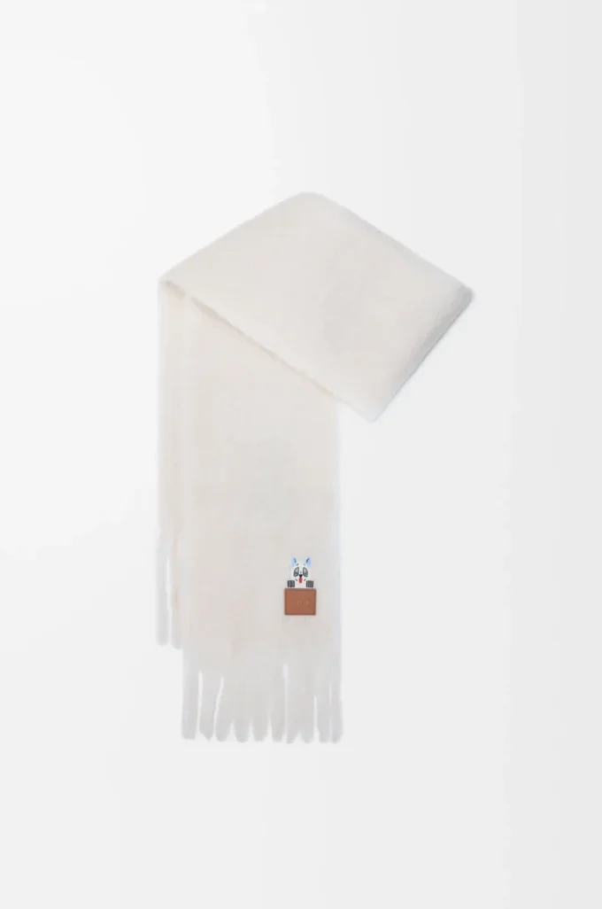Sjal i mohair- och ullblandning Vit Sjal i mohair- och ullblandning Vit