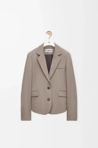 Skräddarsydd jacka i ull Beige Melange