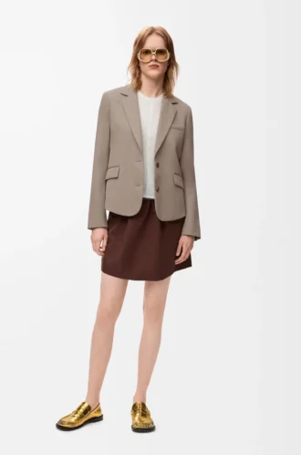 Skräddarsydd jacka i ull Beige Melange