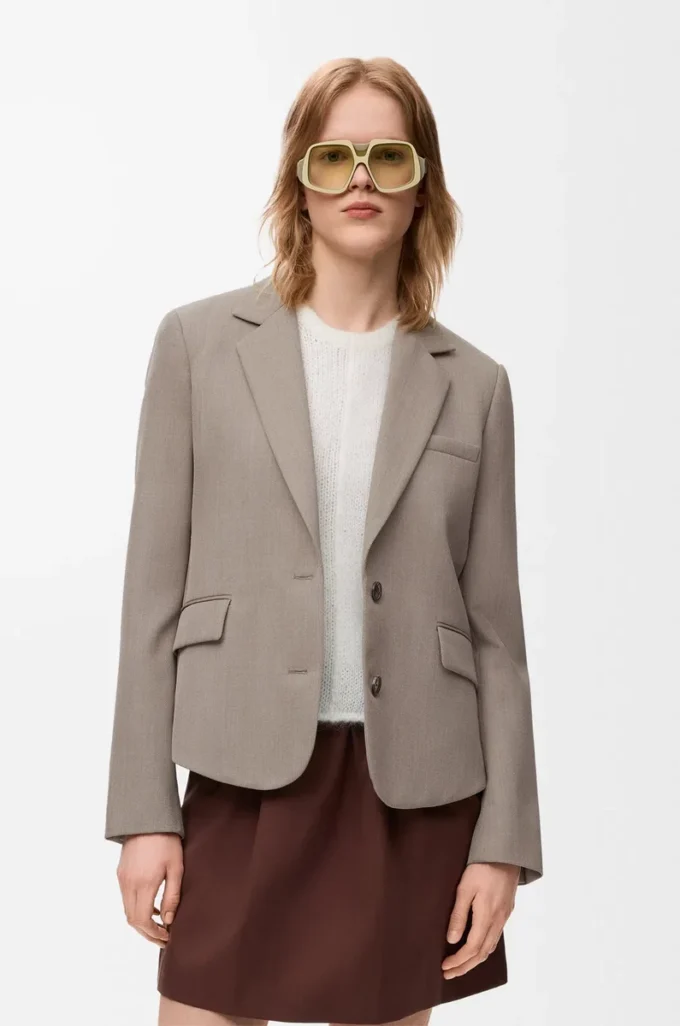 Skräddarsydd jacka i ull Beige Melange Skräddarsydd jacka i ull Beige Melange