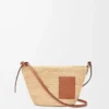 Slit pochette-väska i raffia och kalvskinn Natur/Tan Slit pochette-väska i raffia och kalvskinn Natur/Tan