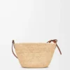 Slit pochette-väska i raffia och kalvskinn Natur/Tan Slit pochette-väska i raffia och kalvskinn Natur/Tan