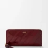 Smal plånbok med dragkedja och knut i ål Dark Burgundy Smal plånbok med dragkedja och knut i ål Dark Burgundy