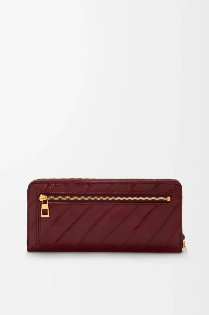 Smal plånbok med dragkedja och knut i ål Dark Burgundy Smal plånbok med dragkedja och knut i ål Dark Burgundy