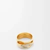 Staplad ring i sterlingsilver och emalj Guld/Elfenben