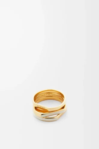 Staplad ring i sterlingsilver och emalj Guld/Elfenben
