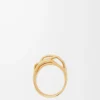 Staplad ring i sterlingsilver och emalj Guld/Elfenben