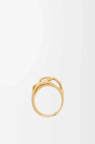 Staplad ring i sterlingsilver och emalj Guld/Elfenben