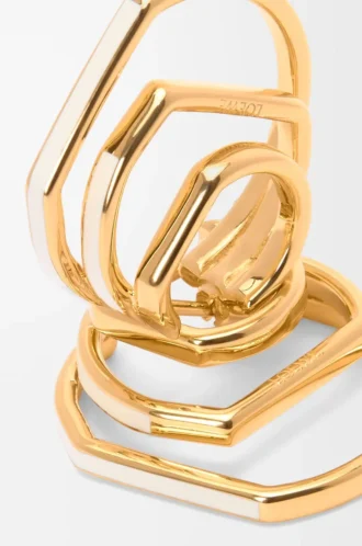 Staplade hoop-örhängen i sterlingsilver och emalj Guld/Elfenben