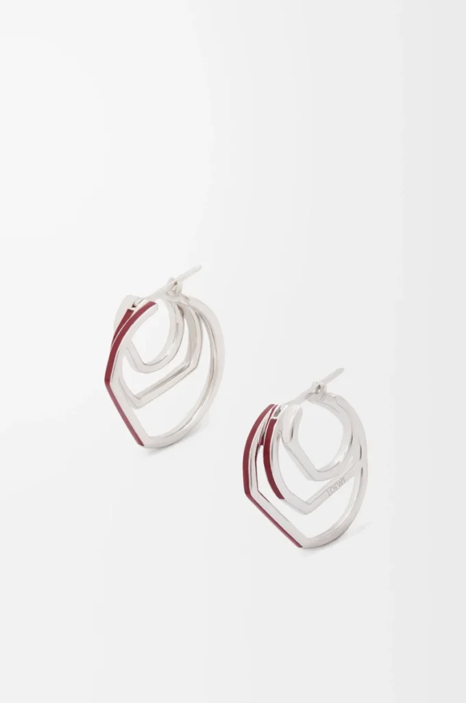 Staplade hoop-örhängen i sterlingsilver och emalj Silver/Bourgogne Staplade hoop-örhängen i sterlingsilver och emalj Silver/Bourgogne