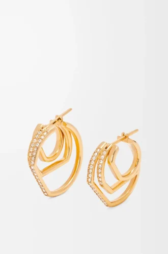 Staplade hoop-örhängen i sterlingsilver och kristaller Guld/Vit