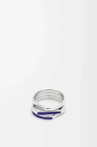 Staplade ringar i sterlingsilver och emalj Silver/Blå Staplade ringar i sterlingsilver och emalj Silver/Blå