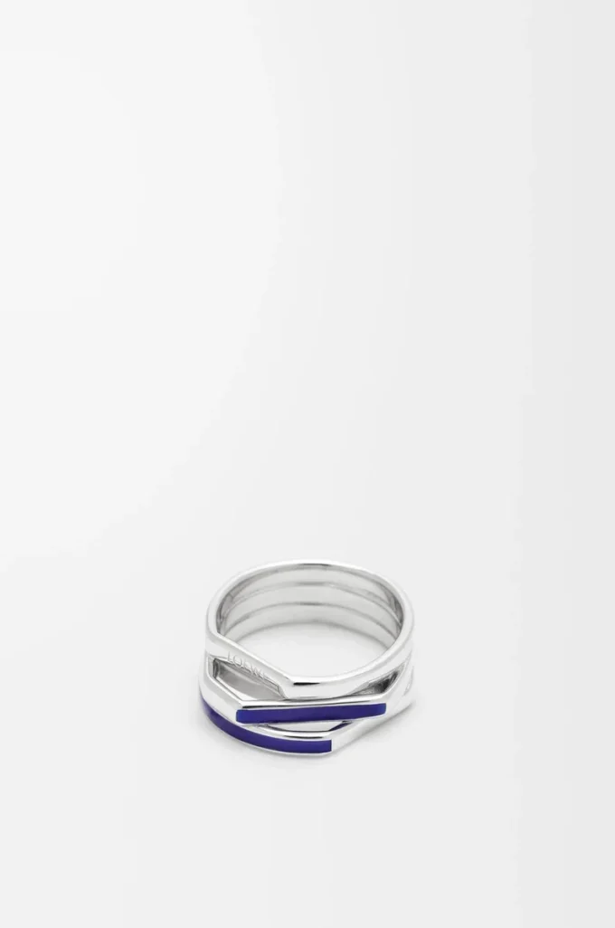 Staplade ringar i sterlingsilver och emalj Silver/Blå Staplade ringar i sterlingsilver och emalj Silver/Blå