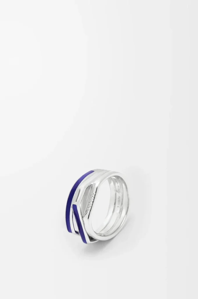 Staplade ringar i sterlingsilver och emalj Silver/Blå Staplade ringar i sterlingsilver och emalj Silver/Blå