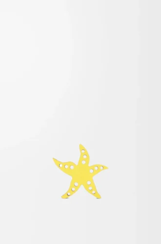 Stjärnfisk-tärningar i kalvskinn, gul/beige