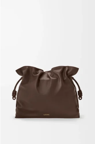 Stor Flamenco-clutch i nappa kalvskinn Chocolate