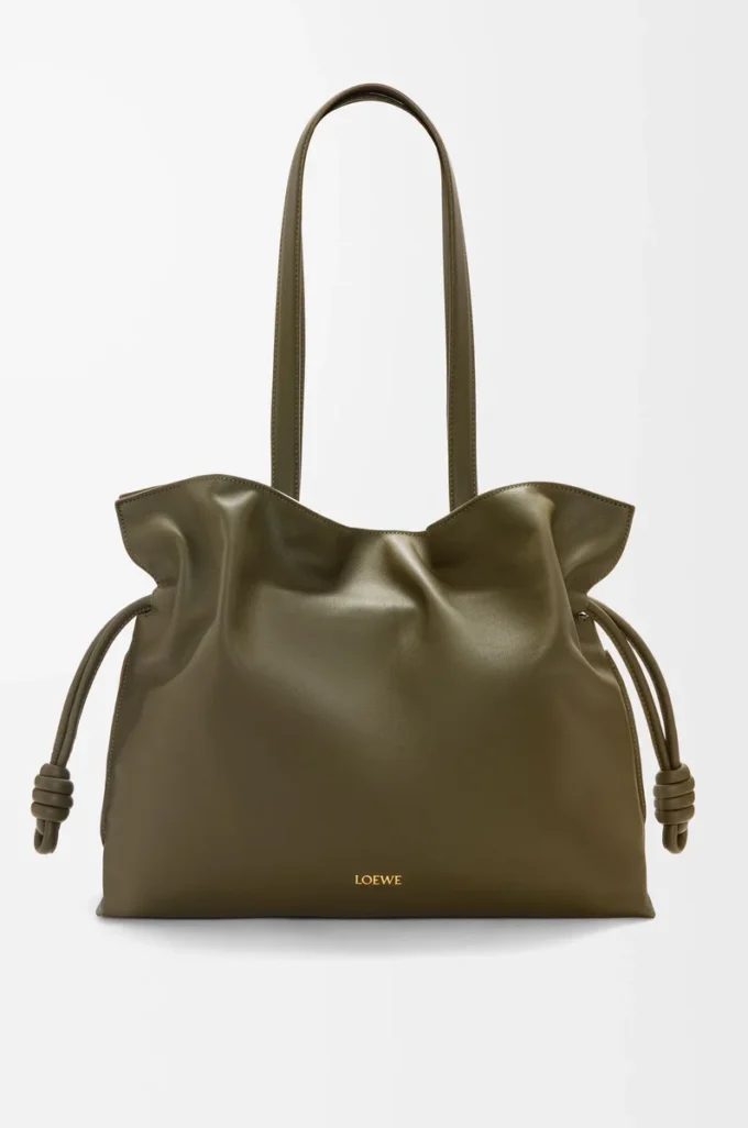 Stor Flamenco-clutch i nappa kalvskinn Dark Khaki Stor Flamenco-clutch i nappa kalvskinn Dark Khaki