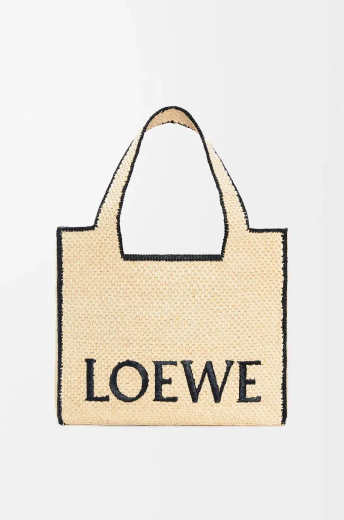 Stor LOEWE Font-väska i raffia Natur Stor LOEWE Font-väska i raffia Natur