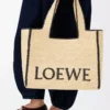 Stor LOEWE Font-väska i raffia Natur Stor LOEWE Font-väska i raffia Natur