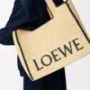 Stor LOEWE Font-väska i raffia Natur Stor LOEWE Font-väska i raffia Natur